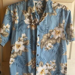 TWO PALMS HAWAIIAN SHIRT L. HIBISCUS FLORAL PRINT 46x29